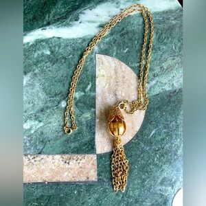 Vintage Avon Gold Tone Tassel Pendant Charm on Vintage Chain